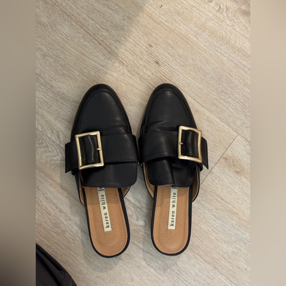 Karen White Black Slip-On Loafers